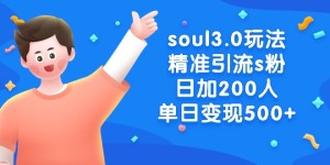 （8885期）soul3.0玩法精准引流s粉，日加200人单日变现500+