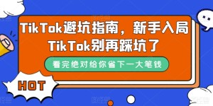 （7460期）TikTok·避坑指南，新手入局Tk别再踩坑了（10节课）