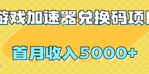 【全网首发】游戏加速器兑换码项目，首月收入5000+【揭秘】
